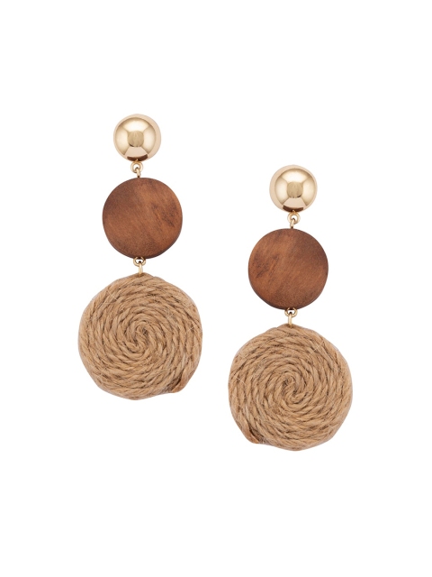 

Globus Brown Circular Drop Earrings