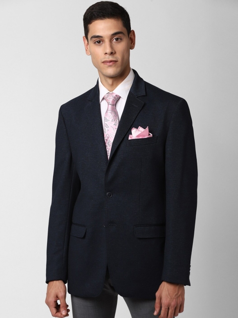 

Peter England Elite Men Navy Blue Solid Single-Breasted Formal Blazer