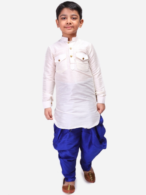 

NAMASKAR Boys White Kurta Dhoti Pants Set