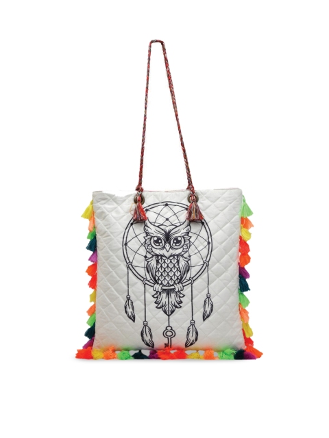 

The House of Tara White & Gold-Toned Printed Tote Bag