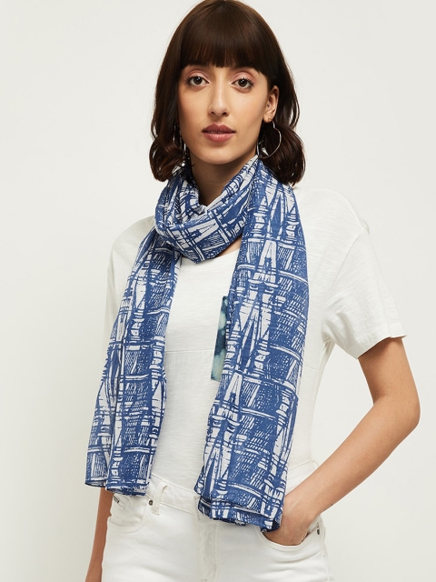 

max Women Blue & White Printed Scarf