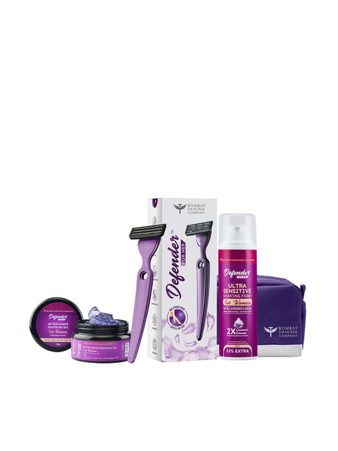 

Defender For Her Travel Regimen Kit with Razor For Women, Shaving Foam & Aftershave, Purple