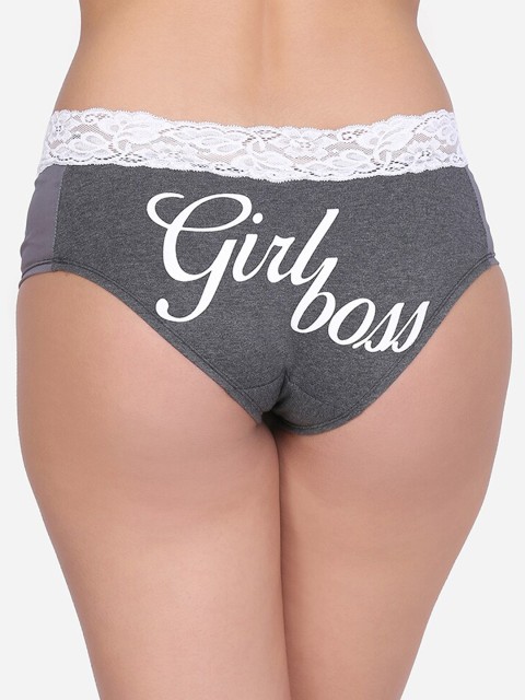 

Da Intimo Women Grey & White Printed Back Hipster Briefs-DIU-301