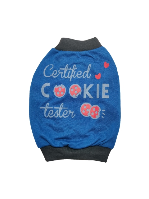 

PETS EMPIRE Blue & Grey Certified Cookie Tester Printed Summer Dog T-Shirt