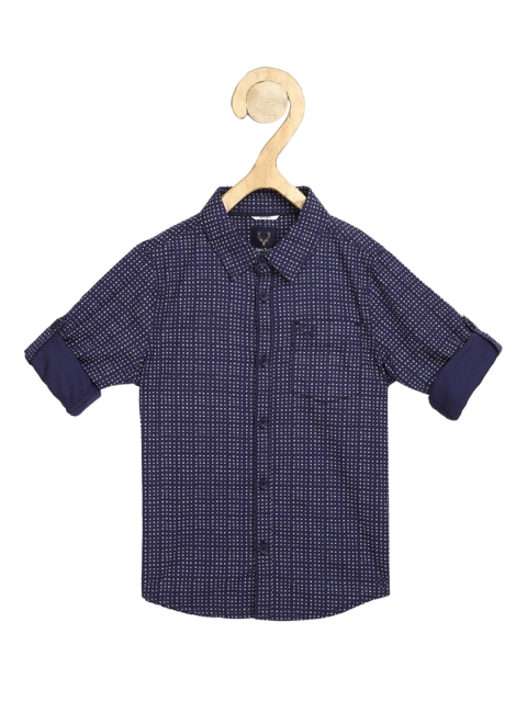

Allen Solly Junior Boys Navy Blue & Off-White Regular Fit Printed Casual Shirt