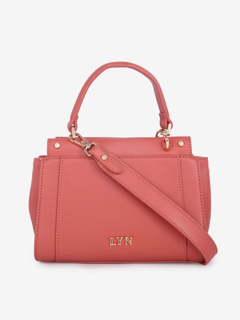 

LYN Coral Pink Solid Handheld Bag with Pouch
