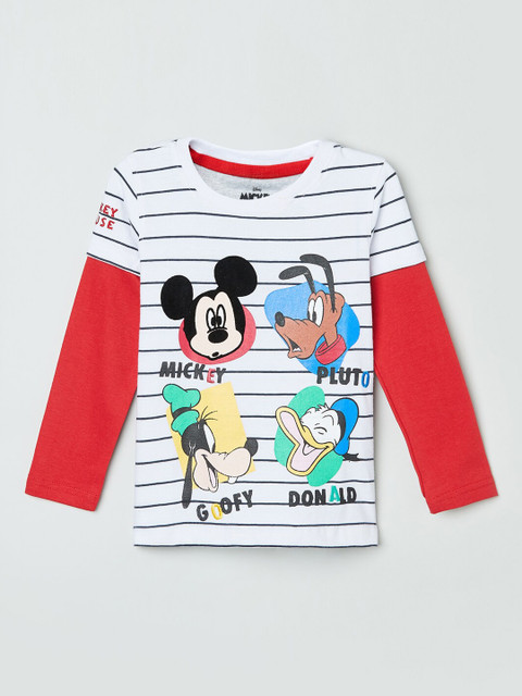 

max Boys Cream-Coloured Striped Round Neck T-shirt