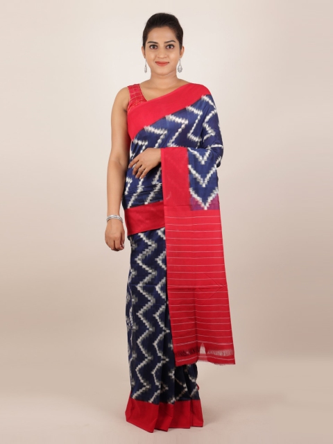 

Pothys Navy Blue Pure Cotton Printed Sambalpuri Saree