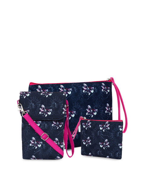 

Spice Art Women Pack of 3 Navy Blue & White Printed Canvas Bags