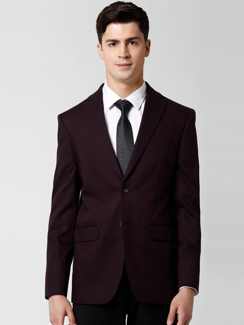 

Peter England Elite Men Maroon Solid Slim-Fit Single-Breasted Formal Blazer