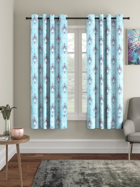 

Rajasthan Decor Turquoise Blue & White Set of 2 Curtains