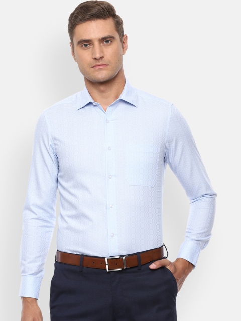 

Louis Philippe Men Blue Regular Fit Self Design Formal Shirt