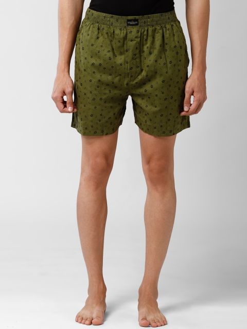 

Peter England Men Olive Green & Black Printed Boxers PEBSWRGBI30800