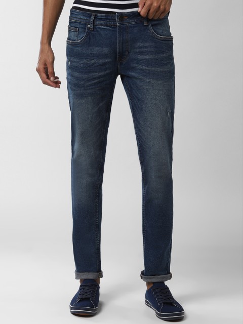 

Peter England Casuals Men Navy Blue Slim Fit Mid-Rise Low Distress Jeans