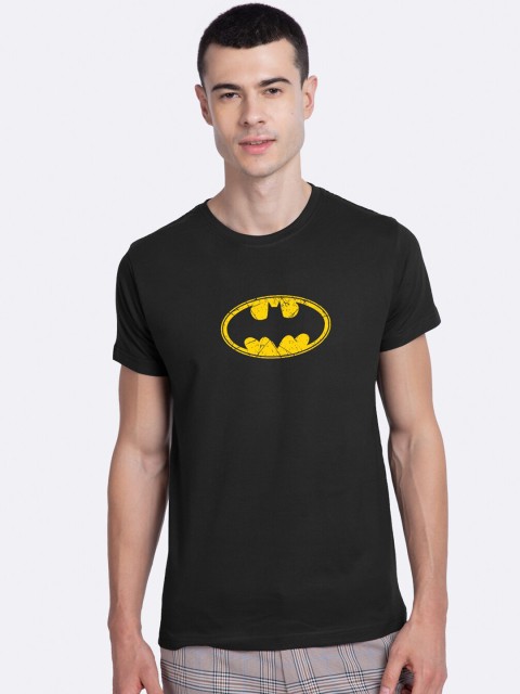 

Bewakoof Men Black Batman Printed Round Neck Cotton T-shirt