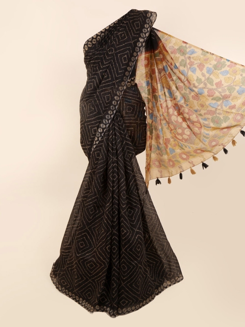 

Pothys Black Printed Cotton Blend Saree