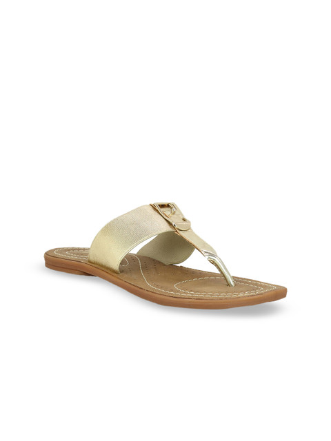 

Inc 5 Women Gold-Toned Solid T-Strap Flats