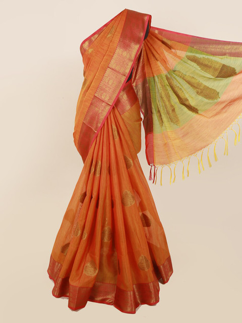 

Pothys Orange Woven Design Cotton Blend Saree
