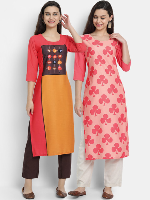 

7threads Women Multicoloured Printed Crepe Kurta, Multi