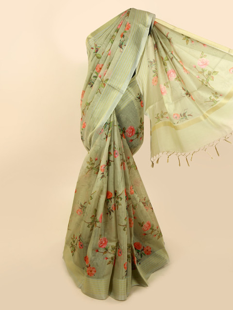 

Pothys Green Printed Tissue Saree