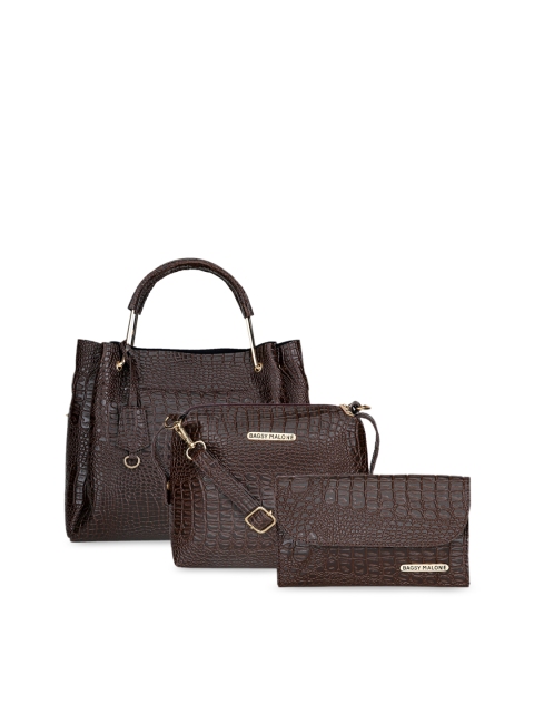 

Bagsy Malone Brown Set of 3 Crocodile-Skin Textured Handheld Bag