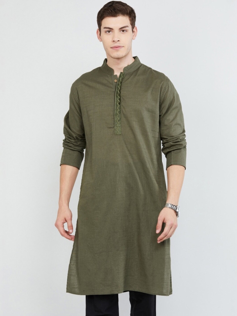 

Max Men Green Solid Straight Kurta