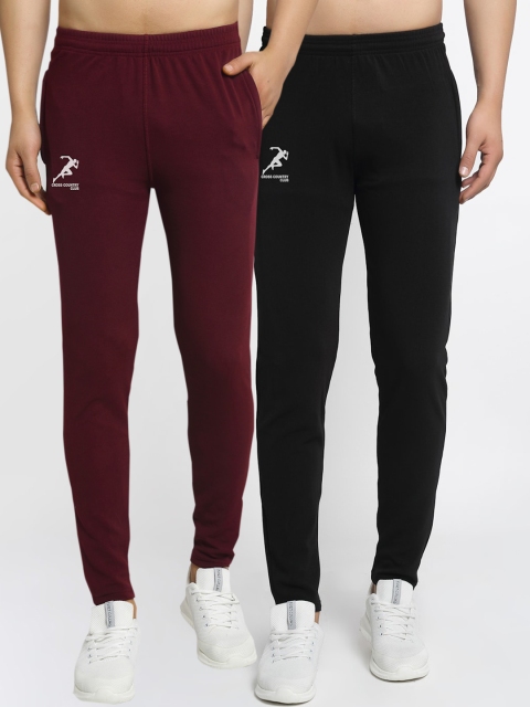 

GRACIT Men Pack Of 2 Solid Slim-Fit Track Pants, Black