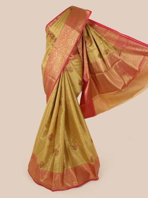 

Pothys Gold-Toned Embroidered Art Silk Saree