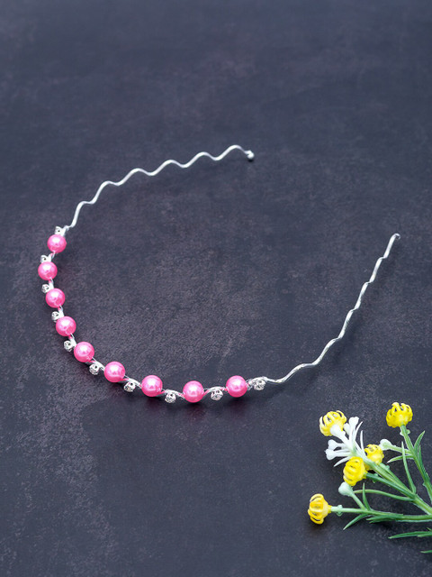 

Golden Peacock Pink Beaded Hairband