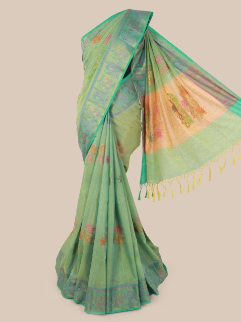

Pothys Green & Blue Cotton Blend Woven Design Saree