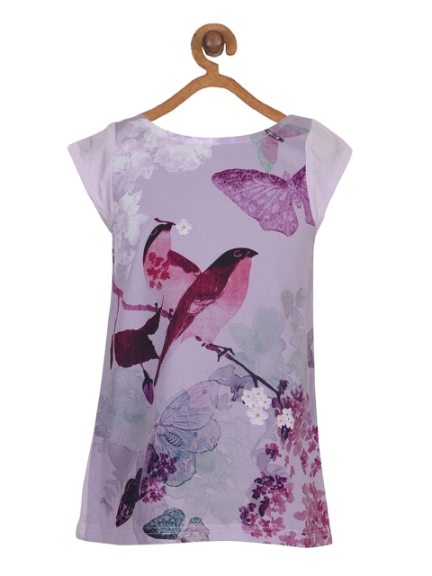 

Miyo Girls Lavender Printed Pure Cotton Regular Top