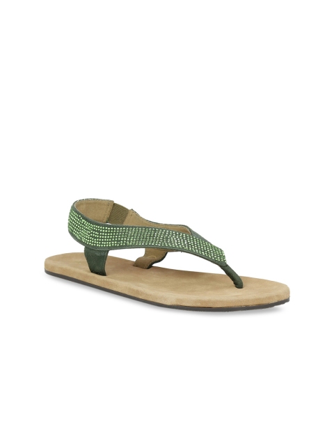 

Inc 5 Women Green Embellished Open Toe Flats
