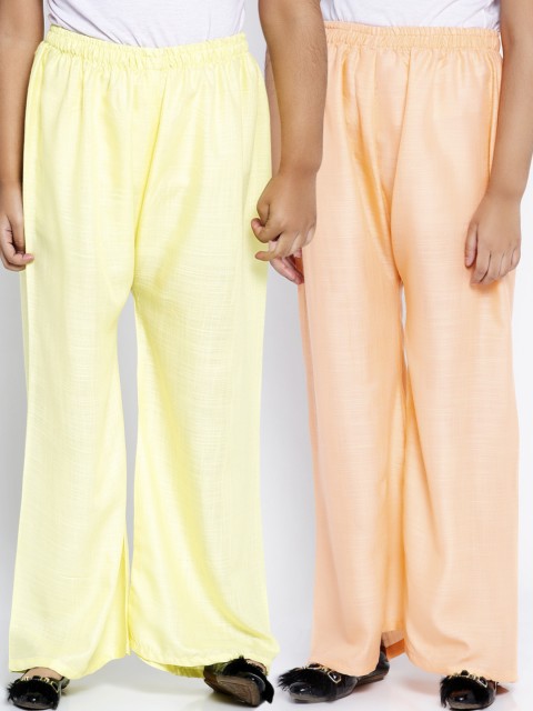 

Baani Creations Girls Pack of 2 Solid Straight Palazzos, Yellow