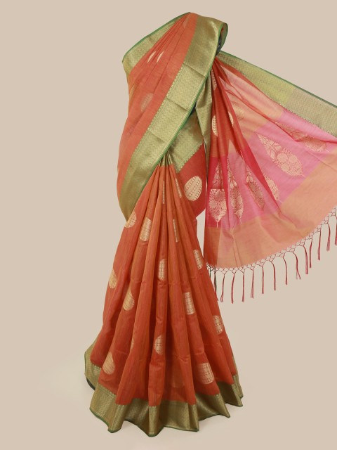 

Pothys Orange Woven Design Cotton Blend Saree