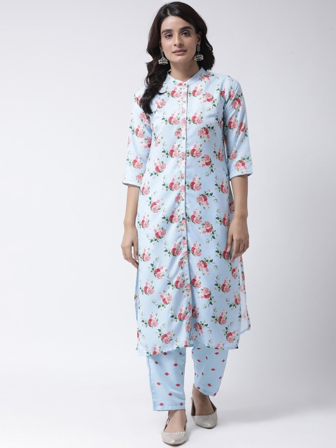 

Hangup Women Blue Floral Printed Kurta
