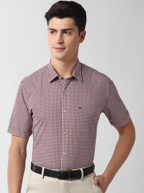 

Peter England Casuals Men Maroon & White Slim Fit Checked Cotton Formal Shirt
