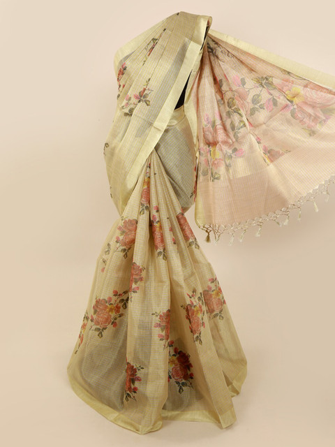 

Pothys Cream-Coloured Woven Design Tissue Saree