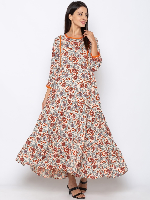 

MomToBe Women Beige Printed Maternity Maxi Dress