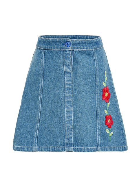 

Miyo Girls Blue Solid Denim A-Line Skirt