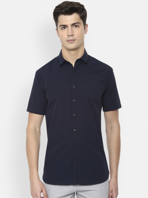 

V Dot Men Navy Blue Slim Fit Solid Casual Shirt