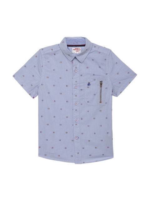 

UNDER FOURTEEN ONLY Boys Blue Regular Fit Printed Casual Shirt