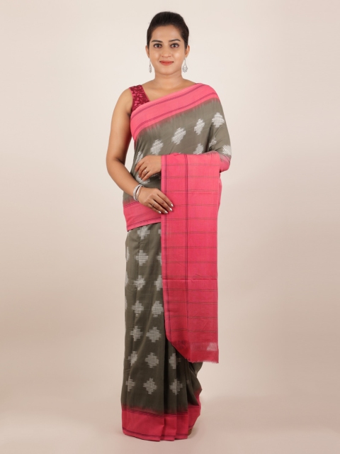 

Pothys Grey & Pink Pure Cotton Woven Design Sambalpuri Saree