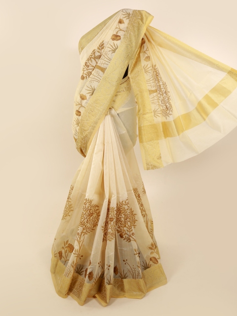 

Pothys Cream-Coloured Woven Design Supernet Saree