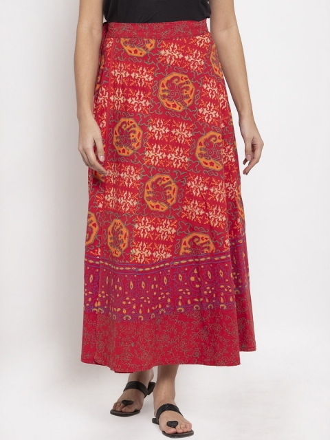 

SOUNDARYA Women Red & Orange Printed Wrap Maxi Skirt