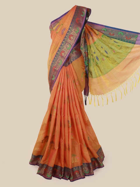 

Pothys Orange Woven Design Cotton Blend Saree