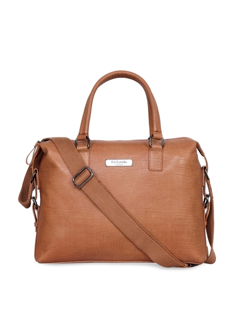 

Justanned Men Tan Brown Textured Laptop Bag