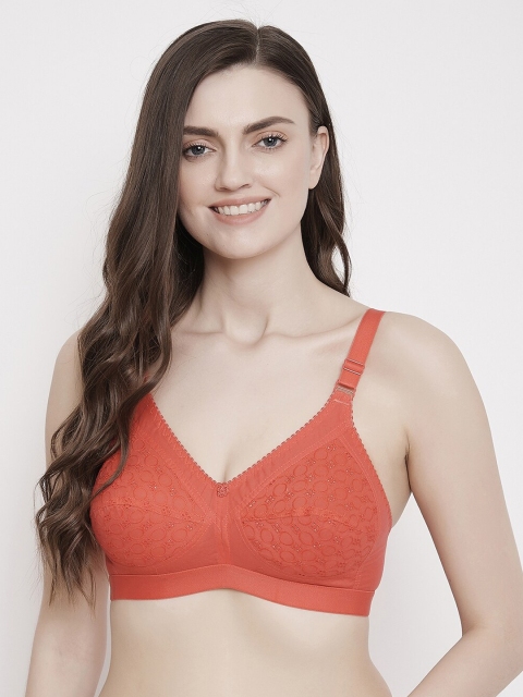 Klassik Rust Red Self Design Non-Wired Non Padded Everyday Bra KLMGTJSK