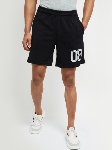 

max Men Black Solid Regular Shorts