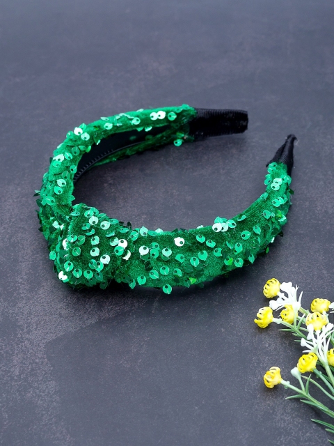 

Golden Peacock Women Green Sequin Hairband