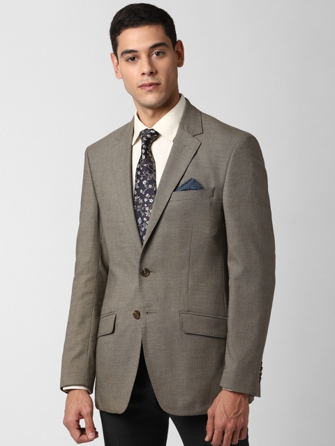 

Peter England Men Grey Solid Single-Breasted Formal Blazer